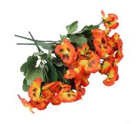 Crabop Lot de 3 pensées artificielles en soie - 32 cm - Pour extérieur, jardin, terrasse, décoration intérieure - Panier à suspendre (rouge coucher de soleil)