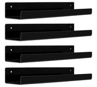 Crabop Lot de 6 étagères murales flottantes transparentes de 38,1 cm extra claires, unité de rangement moderne pour organiser parfums, trophées, photos, maison, bureau (lot de 4, noir)