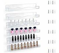 Crabop Lot de 6 étagères murales transparentes pour vernis à ongles, rangement en acrylique pour cosmétiques, présentoir peu encombrant pour salle de bain et salon, montage facile (lot de 6