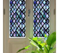 Crabop Malachite - Lot de 4 films statiques pour fenêtre en vitrail 3D, feuille décorative en PVC, 43,2 x 99,8 cm, pour maison, bureau, salle de bain