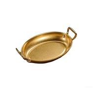 Crabop Plateau de service ovale en acier inoxydable 304 de style rétro avec poignées pour boissons, collations et desserts 24,3 cm (doré)