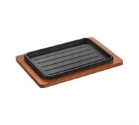 Crabop pour gril pour plancha Fonte Massif 25x17cm Cuisson Uniforme(With Wooden Board)