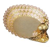 Crabop pour plateau à Fruits Alliage Style Chinois 20cm Doré pour | Gravure paon détaillée, touche artistique, style luxueux, métal , couleur or argent
