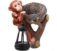 Crabop Statue de singe de jardin solaire Ornements de jardin avec mangeoire