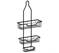 Crabop Support de pommeau de douche avec 3 paniers et 12 crochets, organiseur à suspendre pour salle de bain, articles de toilette, installation par perceuse, 66 x 30,5 x 12,7 cm