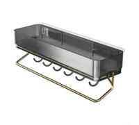 Crabop Support Douche Mural pour Shampooing Support Douche Mural pour | Matériau PET et pour aluminium, étanche, anti-corrosion, finition noire, pour durable longue durée