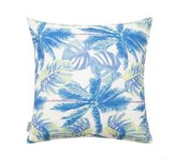 Crabop Taie d'oreiller carrée 45 x 45 cm Motif feuilles bleues et vertes | Tissu en polyester doux et lisse, texture confortable, usage quotidien, lavable en machine, facile d'entretien