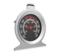 Crabop Thermomètre de four en acier inoxydable, jauge mécanique 50-300 C avec verre résistant à la chaleur, support ou suspension pour pâtisserie et grill, argenté (B)