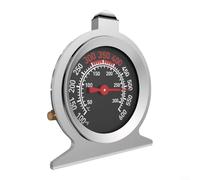 Crabop Thermomètre de four en acier inoxydable, jauge mécanique de 50 à 300 °C avec verre résistant à la chaleur, support ou suspension pour pâtisserie et grill, argenté (A)