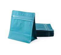 Crafans 10 sacs à café avec valve, Bleu canard, sachets refermable pour grains de café, sac plastique à fermeture zip, soudable à chaud, sac à soufflet (stand-up) pour ranger bonbons, thé, Bleu canard