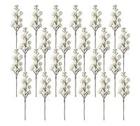 Crafare Lot de 24 tiges de Baies artificielles à Paillettes de 19,1 cm pour décorations de Sapin de Noël, Couronne de Noël, Artisanat, Vacances et décoration d'intérieur, Blanc