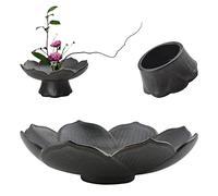 CRAFFANCY Kit d'arrangement Floral, 1 Ensemble de Vase de Fleur de Lotus en céramique foncée pour Art Floral Ikebana, Plat à Fruits, décoration de la Maison