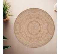 Craft Trade Naturel Bohème Rond Tapis en Jute Réversible Tressé Tapis de Chiffon Jute Lavable Tissé à la Main Décor pour Cuisine Salon et Chambre - 90 cm