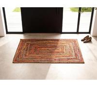 Craft Trade - Tapis en jute Chindi tissé à la main, tressé, réversible, coloré, pour décoration de style ferme, tapis pour cuisine, salon et chambre - Rectangulaire 90x150 cm