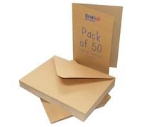 Craft UK 2049 Lot de 50 cartes et enveloppes en papier kraft Marron Format C6