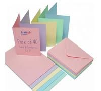 Craft UK 2307 5X7 Assorted Pastel Card and Envelope pack of 40