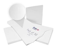 Craft UK 2381 Lot de 50 cartes et enveloppes en lin Blanc 12,7 x 12,7 cm 5x5