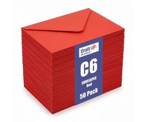 Craft UK 2417 C6 Lot de 50 enveloppes Rouge cerise 100 g/m² 114 x 162 cm