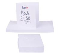 Craft UK 599, 50 cartes et enveloppes blanches 6 x 6, carte, 60 x 91 x 3,81 cm