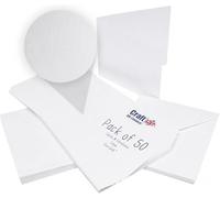 Craft UK W103 Lot de 50 cartes et enveloppes en lin 15,2 x 15,2 cm Blanc