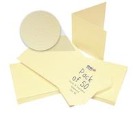 Craft UK W110 A6 Martelé Carte et Enveloppe Paquet de 50 - Ivoire