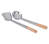 Craft Wok Ensemble louche et spatule avec manche en bois pour woks asiatiques chinois en acier carbone traditionnel / 732W325