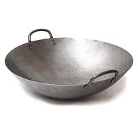 Craft Wok Grand wok lourd de 16 pouces de style canton en acier au carbone martelé à la main (diamètre 40cm, fond rond)/731W87