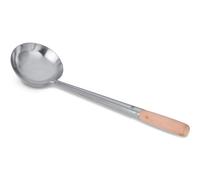 Craft Wok Grande louche Wok traditionnelle en acier inoxydable avec poignée ergonomique en bois - Ustensile de cuisine asiatique professionnel pour remuer - 732W6-3
