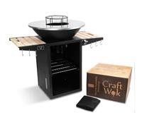 Craft Wok Plancha Foyer et station de wok, plaque chauffante en acier | Plancha en acier inoxydable de 27 mm d'épaisseur de 1,0 mm, grille centrale amovible, bac à cendres, couvercle de rangement