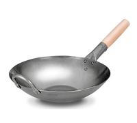 Craft Wok - Pow Wok en acier au carbone martelé à la main avec poignée en bois et en acier (12 pouces