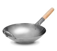 Craft Wok - Pow Wok traditionnel en acier au carbone martelé à la main avec poignée en bois et en acier (12 pouces)