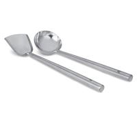 Craft Wok S/S 732W326 Ensemble louche et spatule en acier inoxydable avec poignées en acier inoxydable pour woks chinois asiatiques traditionnels