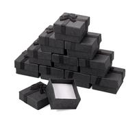 Craftdady Lot de 12 boîtes cadeaux, 4 x 4 cm, boîtes en carton avec nœud pour bijoux, pour colliers, bracelets, boucles d'oreilles, Noël, Saint-Valentin, Noir