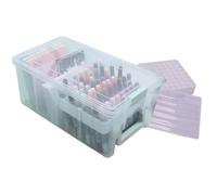 Craftelier - Boîte de rangement avec poignée pour matériel de bricolage | Boîtes de rangement en plastique avec couvercle | Transparent | 38,9 × 21 × 16,3 cm | Organisateur de photos et fournitures