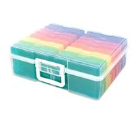 Craftelier - Boîte de rangement transparente portable avec 16 mini boîtes de couleurs pour photographies, Crafts et autres matériaux de scrapbooking et travaux manuels | Dimensions 38,10x 2,30x12,70cm