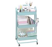 Craftelier - Chariot métallique de rangement avec 3 plateaux | 4 roulettes pivotantes à 360° avec freins | Charge max. 2,99 kg | Distance entre les plateaux 25,5 cm | Taille 78 x 40 cm