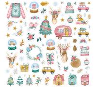 Craftelier - Chipboard Stickers pour ajouter des décorations originales à vos projets de scrapbooking et travaux manuels de Noël | Collection « All You Need Is Christmas » | Comprend 80 pièces de