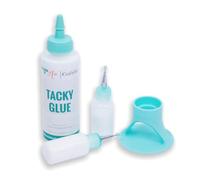 Craftelier Kit de colle pour scrapbooking et bricolage | Tacky Glue 120 ml + support de bâton de colle turquoise + 2 flacons avec applicateur ultra fin 15 ml | Non toxique et multi-usages