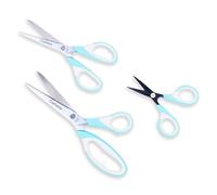 Craftelier - Set de 3 ciseaux en acier inoxydable de différentes tailles pour bricolage - Poignée ergonomique | Pour droitiers et gauchers | Tailles 11,4 cm, 16,51 cm et 21,59 cm - Turquoise et Blanc