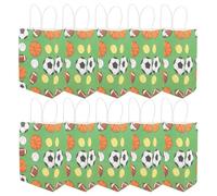 CRAFTHROU 12pièces Sacs Papier Kraft Motif Ballons de Sport avec Anses Sacs Cadeau et Sachets Friandises pour Fêtes Anniversaire Emballage Colis Thématique Football