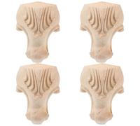 CRAFTHROU 4 Pcs Pieds de Meubles en Bois Sculpté Vintage Motif en Relief, Style Européen, Installation Facile, du Bruit, Adaptés pour Chaises et Tables la Maison Bureau