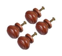 CRAFTHROU 4 Pièces Poignées Boutons en Bois Marron Style Vintage Forme Champignon pour Tiroirs et Armoires Prise Confortable Surface Lisse Décoration Intérieure