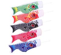 CRAFTHROU 5 Pièces Drapeau de Poisson pour Jardin et Terrasse Couleur Aléatoire de Style Japonerie en Satin 55cm Graphismes Imprimés Vibrants et Robuste, Décoration Extérieure