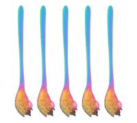 CRAFTHROU 5pcs Cuillères à Dessert en Acier Inoxydable de Patte Légère et Creuse, Cuillères Créatives pour Café et Glace Utilisation Quotidienne