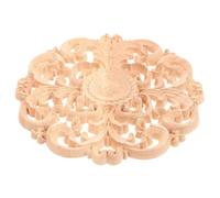 CRAFTHROU Applique en Bois Sculpté Ronde pour Décoration de Meubles, Ornement Élégant en Bois Naturel, pour Embellir Votre Intérieur Style