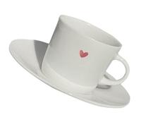 CRAFTHROU Ceramic Cup With Saucer Small Heart Design For Cappuccino Espresso Milk Tea At Home Office