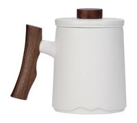 CRAFTHROU Ceramic Tea Cup With Wooden Handle And Built-in Filter Milk Tea Separator Cup For Men Safe Lightweight Design For Daily Use At Home Office