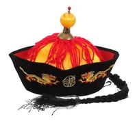 CRAFTHROU Chapeau Oriental Chinois Léger et Portable en Carton pour Festival et Cosplay, Accessoire de Chapeau à Queue de Cheval pour Spectacle Scénique