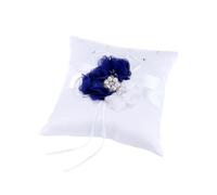 CRAFTHROU Coussin Design Élégant et Léger 20x20 Cm en Satin Fleurs et Perles pour Alliances Mariage pour Cérémonie de Mariage