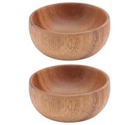 CRAFTHROU Lot de 2 Saladiers en Bois D’acacia 8 X 3,5 Cm, Bols Ronds Polyvalents pour Salade et Fruits, Corbeille à Fruits Naturelle Cuisine et Service